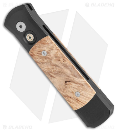 Pro-Tech Custom Godson Automatic Knife Maple Burl (3.15" Ladder Damascus) 4 Pro-Tech Custom Godson Automatic Knife Maple Burl (3.15" Ladder Damascus) - Image 2