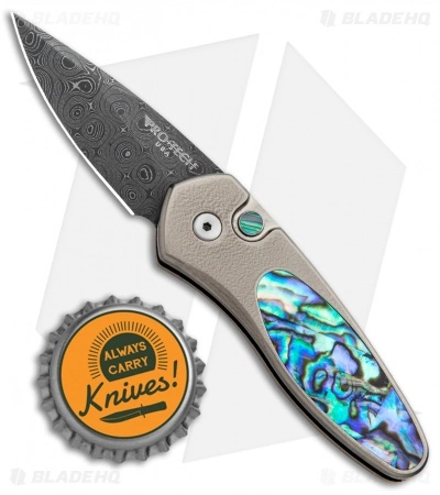 Pro-Tech Sprint Custom Automatic Knife Abalone/Bronze Ti (1.95" Damascus) 6 Pro-Tech Sprint Custom Automatic Knife Abalone/Bronze Ti (1.95" Damascus) - Image 4