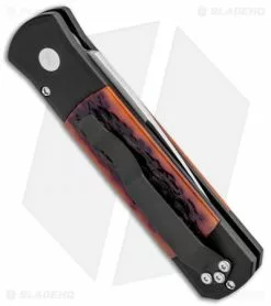 Pro-Tech Godson Automatic Knife Amber Jigged Bone (3.15" Satin) 761 -Avokelavavat Sales Store Protech Godson Auto Amber Jigged Bone Satin 761 BHQ 2376 jr side