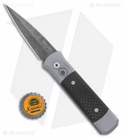Pro-Tech Godson Automatic Knife Gray/Carbon Fiber (3.2" Damascus) -Avokelavavat Sales Store Protech Godson Auto Gray CF Damascus 700CF DAM BHQ 103195 jr bottlecap