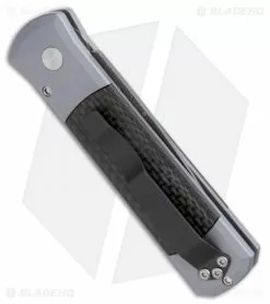 Pro-Tech Godson Automatic Knife Gray/Carbon Fiber (3.2" Damascus) -Avokelavavat Sales Store Protech Godson Auto Gray CF Damascus 700CF DAM BHQ 103195 jr side