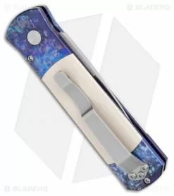 Pro-Tech Godson Blues Automatic Knife Jazz/Ivory Micarta (3.15" Bead Blast) 710 -Avokelavavat Sales Store Protech Godson Blues Auto Jazz Ivory Micarta BB 710 BHQ 103191 jr side