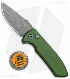 Pro-Tech Les George SBR Automatic Knife OD Green Aluminum (2.6" Acid Wash) -Avokelavavat Sales Store Protech Les George SBR Auto Green Alum Acid Wash LG411 GREEN BHQ 99240 jr bottlecap