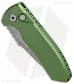 Pro-Tech Les George SBR Automatic Knife OD Green Aluminum (2.6" Acid Wash) -Avokelavavat Sales Store Protech Les George SBR Auto Green Alum Acid Wash LG411 GREEN BHQ 99240 jr spine