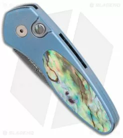 Pro-Tech Sprint Custom Automatic Knife Abalone/Blue Ti (1.95" Damascus) -Avokelavavat Sales Store Protech Sprint Ti Abalone Custom BHQ 85761 er spine