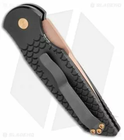 Pro-Tech TR-3 Custom Automatic Knife Black Fish Scale (3.5" Compound Rose Gold) -Avokelavavat Sales Store Protech TR 3 Custom Auto Black Fish Scale Compound Rose Gold BHQ 106355 jr side