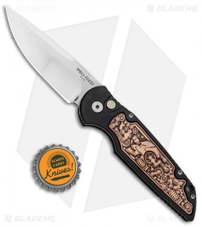 Pro-Tech TR-3 Custom Shaw Steampunk Automatic Knife Copper/Black (3.3" Mirror) 6 Pro-Tech TR-3 Custom Shaw Steampunk Automatic Knife Copper/Black (3.3" Mirror) - Image 4