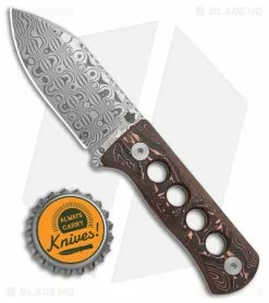 QSP Canary Neck Knife Fixed Blade Copper Foil Carbon Fiber (2.5" Dam) -Avokelavavat Sales Store QSP Canary Neck Knife Copper Foil CF Damascus BHQ 175589 jr bottlecap