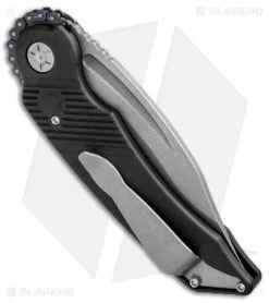 Rat Worx MRX Lightweight Recurve Automatic Knife Black (3.6" Stonewash ) 22210 -Avokelavavat Sales Store Rat Worx MRX Lightweight Recurve Black SW RW MRX 22210 BHQ 71129 jr side