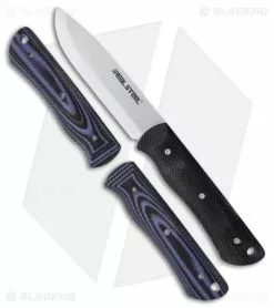 Real Steel Knives Real Steel Bushcraft Fixed Blade Knife Blue/Black G-10 (4" Satin) RS3715