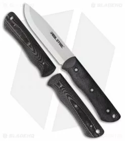 Real Steel Knives Real Steel Bushcraft Fixed Blade Knife White/Black G-10 (4" Satin) RS3713