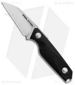 Real Steel Knives Real Steel Connector Wharncliffe Fixed Blade Neck Knife Black G-10 (2.25" Satin)