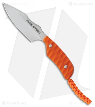 Real Steel Knives Real Steel Mini 130A Spear Point Fixed Blade Neck Knife Orange G-10 (2.5" Satin) 3 Real Steel Knives Real Steel Mini 130A Spear Point Fixed Blade Neck Knife Orange G-10 (2.5" Satin)