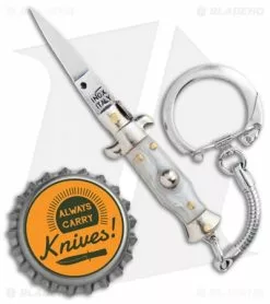 SKM 2.75" Keychain Stiletto Automatic Knife Gray (1.2" Satin Flat) -Avokelavavat Sales Store SKM 2.75in Keychain Stiletto Auto Gray Satin Flat BHQ 51051 jr bottlecap