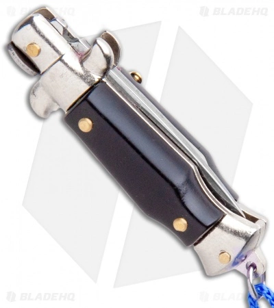 SKM Italian Stiletto Keychain Automatic Knife Black/Blue (1.125" Satin) 5 SKM Italian Stiletto Keychain Automatic Knife Black/Blue (1.125" Satin) - Image 3