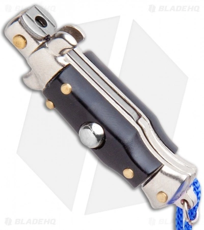 SKM Italian Stiletto Keychain Automatic Knife Black/Blue (1.125" Satin) 4 SKM Italian Stiletto Keychain Automatic Knife Black/Blue (1.125" Satin) - Image 2