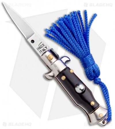 SKM Italian Stiletto Keychain Automatic Knife Black/Blue (1.125" Satin) 3 SKM Italian Stiletto Keychain Automatic Knife Black/Blue (1.125" Satin)