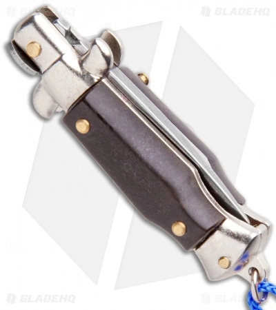 SKM Italian Stiletto Keychain Automatic Knife Brown/Blue (1.125" Satin) 5 SKM Italian Stiletto Keychain Automatic Knife Brown/Blue (1.125" Satin) - Image 3