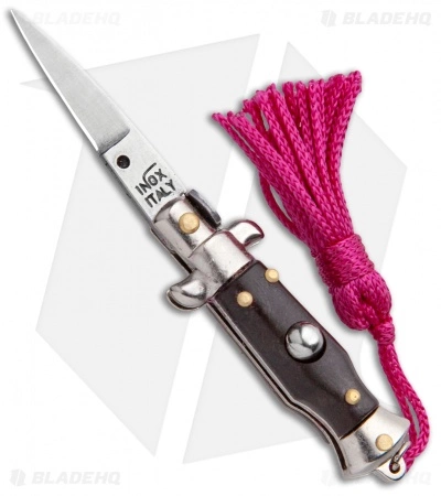 SKM Italian Stiletto Keychain Automatic Knife Brown/Pink (1.125" Satin) 3 SKM Italian Stiletto Keychain Automatic Knife Brown/Pink (1.125" Satin)