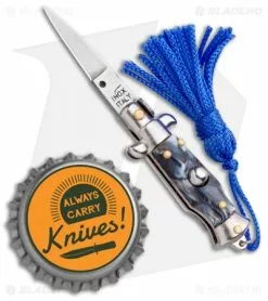 SKM Italian Stiletto Keychain Automatic Knife Marble/Blue (1.125" Satin) -Avokelavavat Sales Store SKM Italian Stiletto Keychain Auto Marble Blue Satin BHQ 102947 jr bottlecap