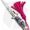 SKM Italian Stiletto Keychain Automatic Knife Marble/Pink (1.125" Satin)