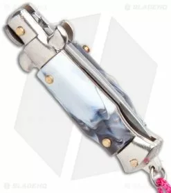 SKM Italian Stiletto Keychain Automatic Knife Marble/Pink (1.125" Satin) -Avokelavavat Sales Store SKM Italian Stiletto Keychain Auto Marble Pink Satin BHQ 102938 jr side