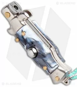 SKM Italian Stiletto Keychain Automatic Knife Marble/Teal (1.125" Satin) -Avokelavavat Sales Store SKM Italian Stiletto Keychain Auto Marble Teal Satin BHQ 102943 jr spine