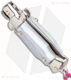 SKM Italian Stiletto Keychain Automatic Knife Silver/Pink (1.125" Satin) 8 SKM Italian Stiletto Keychain Automatic Knife Silver/Pink (1.125" Satin) -Avokelavavat Sales Store SKM Italian Stiletto Keychain Auto Silver Pink Satin BHQ 102939 jr side