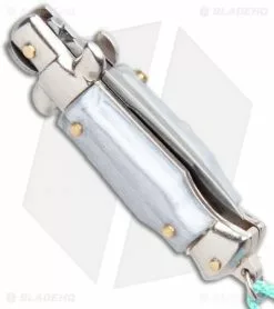 SKM Italian Stiletto Keychain Automatic Knife Silver/Teal (1.125" Satin) 8 SKM Italian Stiletto Keychain Automatic Knife Silver/Teal (1.125" Satin) -Avokelavavat Sales Store SKM Italian Stiletto Keychain Auto Silver Teal Satin BHQ 102942 jr side