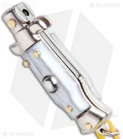 SKM Italian Stiletto Keychain Automatic Knife Silver/Yellow (1.125" Satin) -Avokelavavat Sales Store SKM Italian Stiletto Keychain Auto Silver Yellow Satin BHQ 102940 jr spine