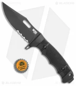 SOG Seal FX Fixed Blade Knife Black GRN Clip Point (4.3" Black Serr) -Avokelavavat Sales Store SOG Seal FX Fixed Black GRN DP Black Serr BHQ 99497 jr bottlecap