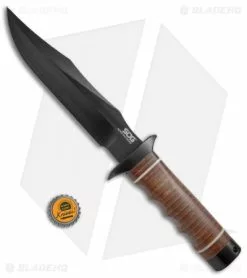SOG Super SOG Bowie Fixed Blade Knife Leather (7.5" Black) SB1T-L -Avokelavavat Sales Store SOG Super SOG Leather Black SOGSB1TL BHQ 67158 jr bottlecap