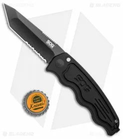 SOG-TAC Tanto Automatic Knife Black Aluminum (3.5" Black Serr) ST-04 -Avokelavavat Sales Store SOG TAC Tanto Auto Black Aluminum Black Serr ST 04 BHQ 2598 jr bottlecap