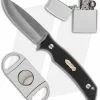 Schrade Uncle Henry 3 Piece Fixed Blade Knife & Cigar Cutter & Lighter - Black