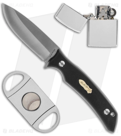 Schrade Uncle Henry 3 Piece Fixed Blade Knife & Cigar Cutter & Lighter - Black 3 Schrade Uncle Henry 3 Piece Fixed Blade Knife & Cigar Cutter & Lighter - Black