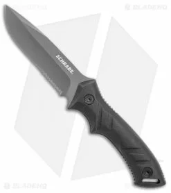 Schrade Full Tang Fixed Blade Knife Black TPE (4.5" Gray Serr) SCHF31S