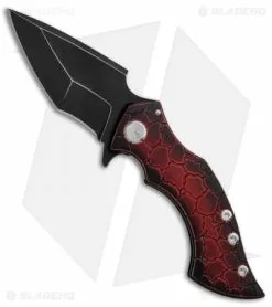 Sergey Rogovets Knives Venom Frame Lock Knife Black/Red Ti (3.6" Black)