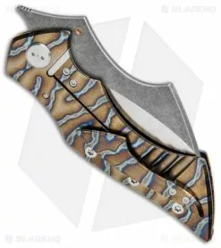 Sergey Rogovets Knives Vulture Frame Lock Knife Tiger Ti (4.1" Two-Tone) -Avokelavavat Sales Store Sergey Rogovets Vulture FL Tiger Ti SW 1844 BHQ 87600 jr side