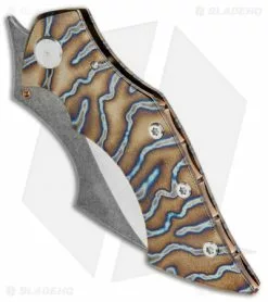 Sergey Rogovets Knives Vulture Frame Lock Knife Tiger Ti (4.1" Two-Tone) -Avokelavavat Sales Store Sergey Rogovets Vulture FL Tiger Ti SW 1844 BHQ 87600 jr spine