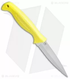 Spyderco Fish Hunter Salt Knife Yellow (4.39" Satin Full Serr) FB40SYL -Avokelavavat Sales Store Spyderco Fish Hunter Salt Yellow Full Serr FB40SYL BHQ 50837 jr spine