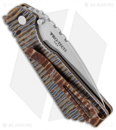 Strider + Pro-Tech Custom PT Automatic Knife Tiger Stripe Ti (2.75" Satin/SW) 4 Strider + Pro-Tech Custom PT Automatic Knife Tiger Stripe Ti (2.75" Satin/SW) - Image 2