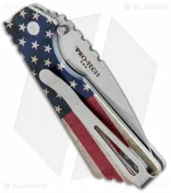 Strider + Pro-Tech PT Automatic Knife Custom PK Ano Vintage USA Flag (2.75" SW ) -Avokelavavat Sales Store Strider Protech PT Auto Custom PK Anodized Vintage USA Flag 23USA 3 BHQ 84940 jr side