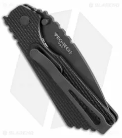 Strider + Pro-Tech PT Automatic Knife Knurled Black (2.75" Black Serr) 8 Strider + Pro-Tech PT Automatic Knife Knurled Black (2.75" Black Serr) -Avokelavavat Sales Store Strider Protech PT knurled black black serr BHQ 68059 er side