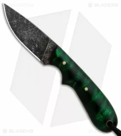 T.M. Hunt Custom Hedgehog Fixed Blade Knife Green Curly Maple (3.75" Acid)
