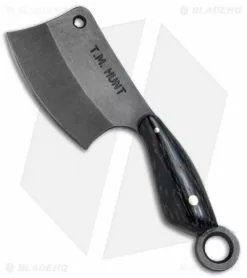 T.M. Hunt Custom "Leave It" Cleaver Keychain Knife Black Palm Wood(1.75" Black)