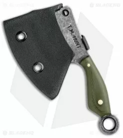 T.M. Hunt Custom "Leave It" Cleaver Keychain Knife OD Green G-10 (1.75" Black) -Avokelavavat Sales Store T.M. Hunt Custom Leave It Cleaver Keychain Green G 10 Black SW BHQ 94597 jr sheath