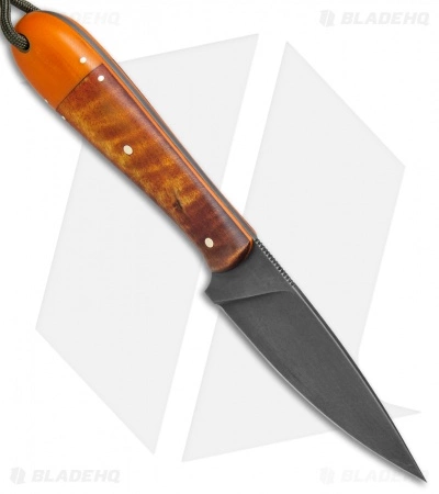 T.M. Hunt Custom Magua Fixed Blade Knife Maple Wood/Orange G-10 (3.5" Black) 4 T.M. Hunt Custom Magua Fixed Blade Knife Maple Wood/Orange G-10 (3.5" Black) - Image 2