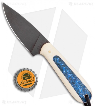 T.M. Hunt Custom Hogua Fixed Blade White G10/Candy Stripe Blue (3.5" Black) 6 T.M. Hunt Custom Hogua Fixed Blade White G10/Candy Stripe Blue (3.5" Black) - Image 4