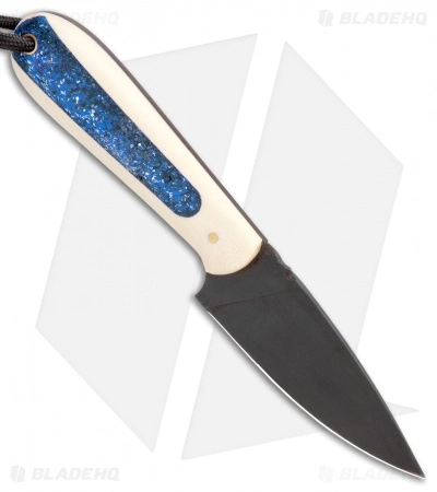 T.M. Hunt Custom Hogua Fixed Blade White G10/Candy Stripe Blue (3.5" Black) 4 T.M. Hunt Custom Hogua Fixed Blade White G10/Candy Stripe Blue (3.5" Black) - Image 2