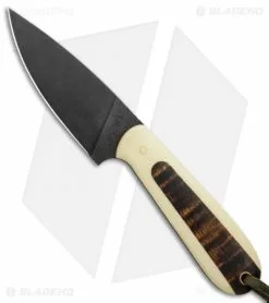 T.M. Hunt Custom Magua Fixed Blade Knife White G-10/Curly Maple (3.5" Black)